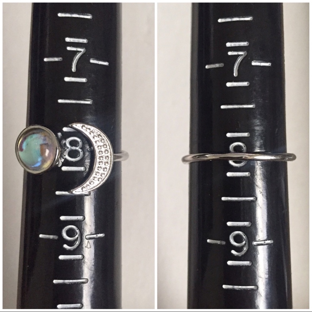 Open Crescent Moon and Faux Moonstone Ring - Picture 4 of 8